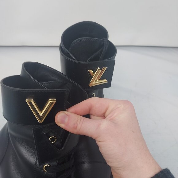 Louis Vuitton Black Leather Wonderland Ranger Combat Boot - Picture 10 of 14